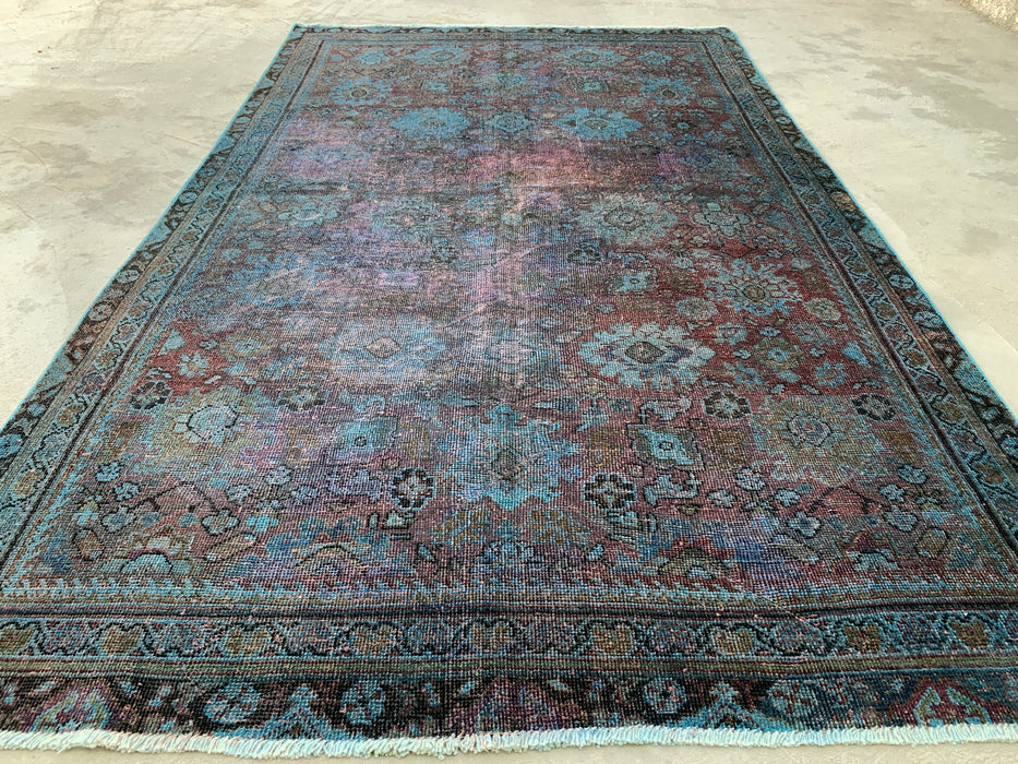KBHM-1160 Handgeknoopt Perzisch wollen tapijt – 279 x 170 cm vintage verweerd blauw, taupe & mauve karpet