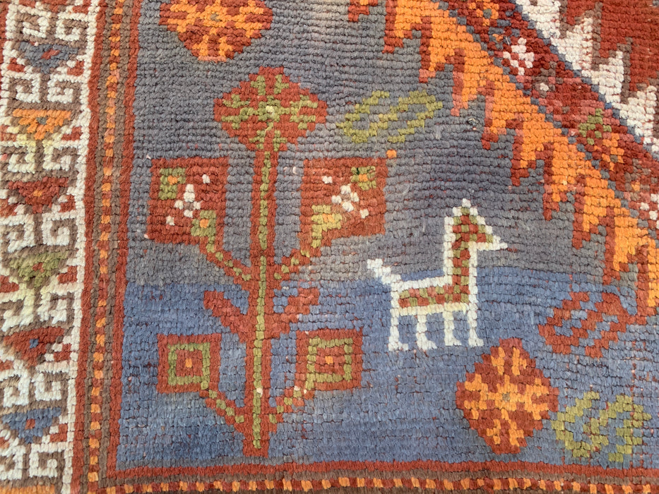 Handgeknoopt Perzisch wollen vloerkleed 221 x 140 cm roestkleurig ivoor tribaal medaillonkleed KBHM-1161