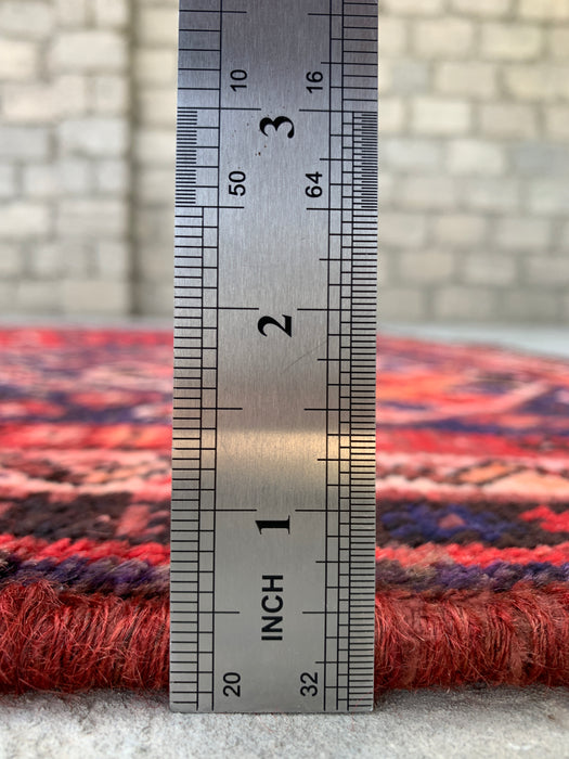 Handgeknoopt Perzisch wollen tapijt – 246 x 150 cm Rood & Marineblauw tribaal medaillon vloerkleed | KBHM-1162