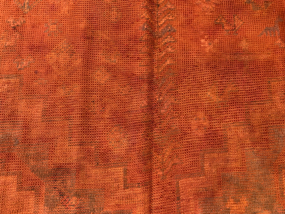 Vintage handgeknoopt Perzisch wollen tapijt 236 x 150 cm – Overdyed roestoranje vloerkleed – KBHM-1164