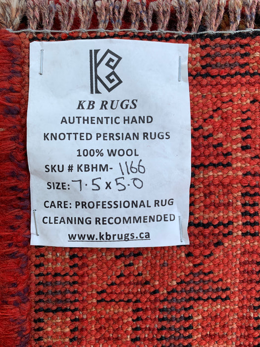 Handgeknoopt Perzisch wollen tapijt 7'5 x 5'0 rood tribaal medaillon karpet - KBHM-1166