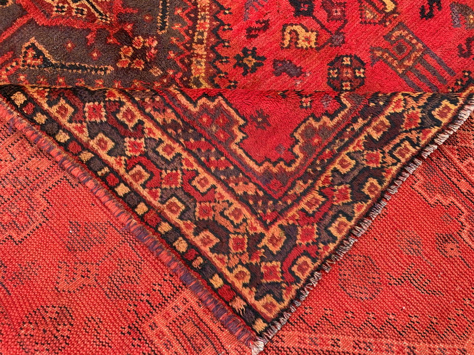 Handgeknoopt Perzisch wollen tapijt 7'5 x 5'0 rood tribaal medaillon karpet - KBHM-1166