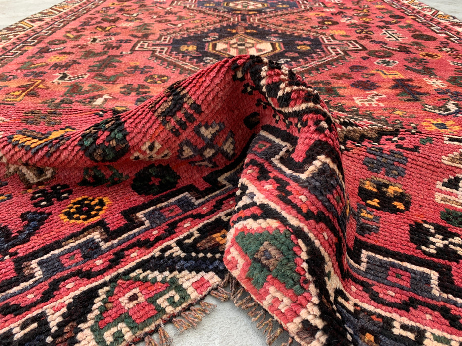 Handgeknoopt Perzisch wollen vloerkleed 8'8 x 5'9 Roze tribaal medaillon vloerkleed - KBHM-1168