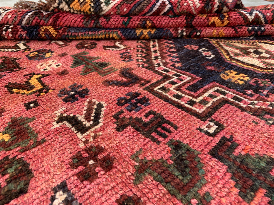 Handgeknoopt Perzisch wollen vloerkleed 8'8 x 5'9 Roze tribaal medaillon vloerkleed - KBHM-1168