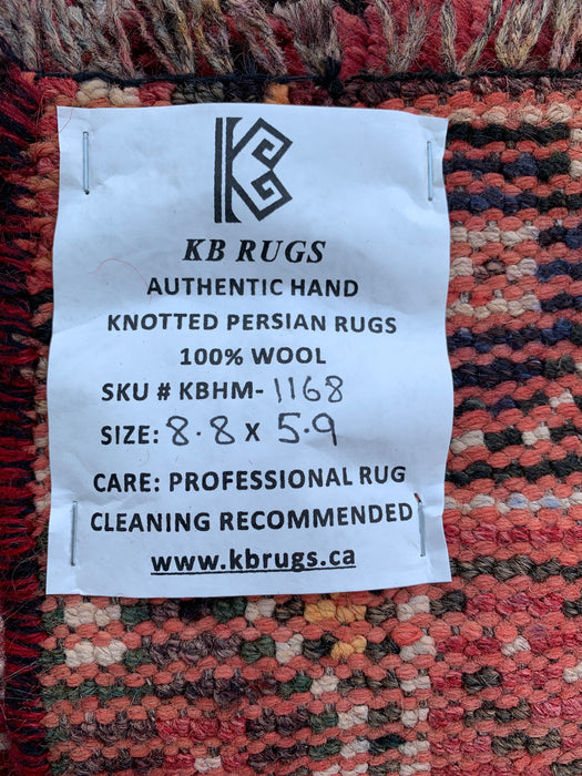 Handgeknoopt Perzisch wollen vloerkleed 8'8 x 5'9 Roze tribaal medaillon vloerkleed - KBHM-1168