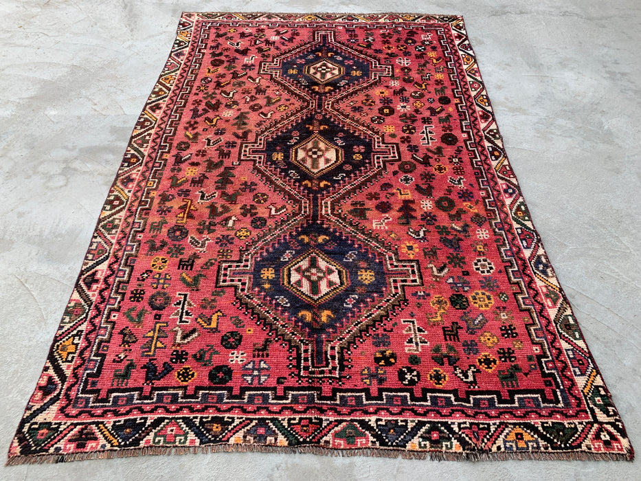 Handgeknoopt Perzisch wollen vloerkleed 8'8 x 5'9 Roze tribaal medaillon vloerkleed - KBHM-1168