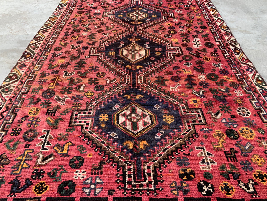 Handgeknoopt Perzisch wollen vloerkleed 8'8 x 5'9 Roze tribaal medaillon vloerkleed - KBHM-1168