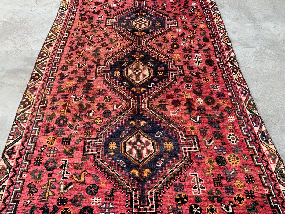 Handgeknoopt Perzisch wollen vloerkleed 8'8 x 5'9 Roze tribaal medaillon vloerkleed - KBHM-1168