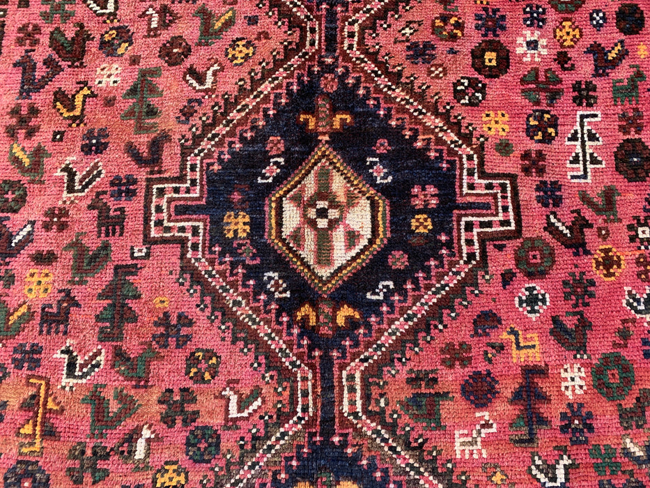 Handgeknoopt Perzisch wollen vloerkleed 8'8 x 5'9 Roze tribaal medaillon vloerkleed - KBHM-1168