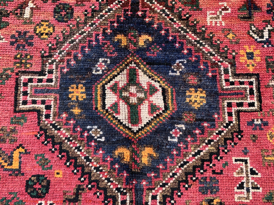 Handgeknoopt Perzisch wollen vloerkleed 8'8 x 5'9 Roze tribaal medaillon vloerkleed - KBHM-1168