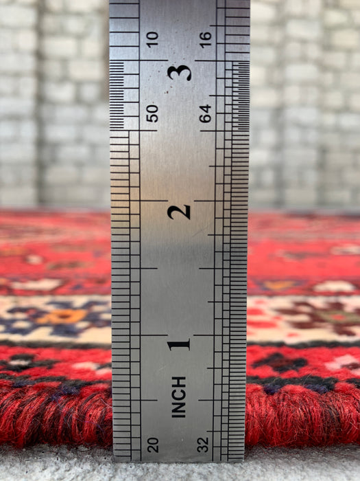 Handgemaakt Perzisch wollen vloerkleed 7x10 - Rood tribaal vintage Perzisch stijl tapijt - Exacte afmetingen 9'2" x 6'2" - KBHM-1169