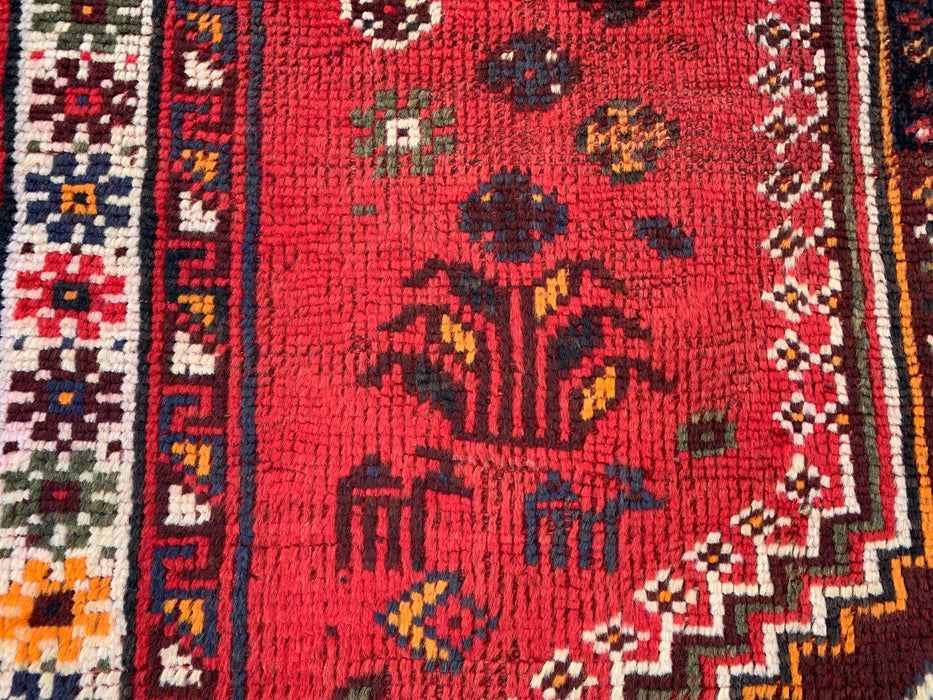Handgemaakt Perzisch wollen vloerkleed 7x10 - Rood tribaal vintage Perzisch stijl tapijt - Exacte afmetingen 9'2" x 6'2" - KBHM-1169