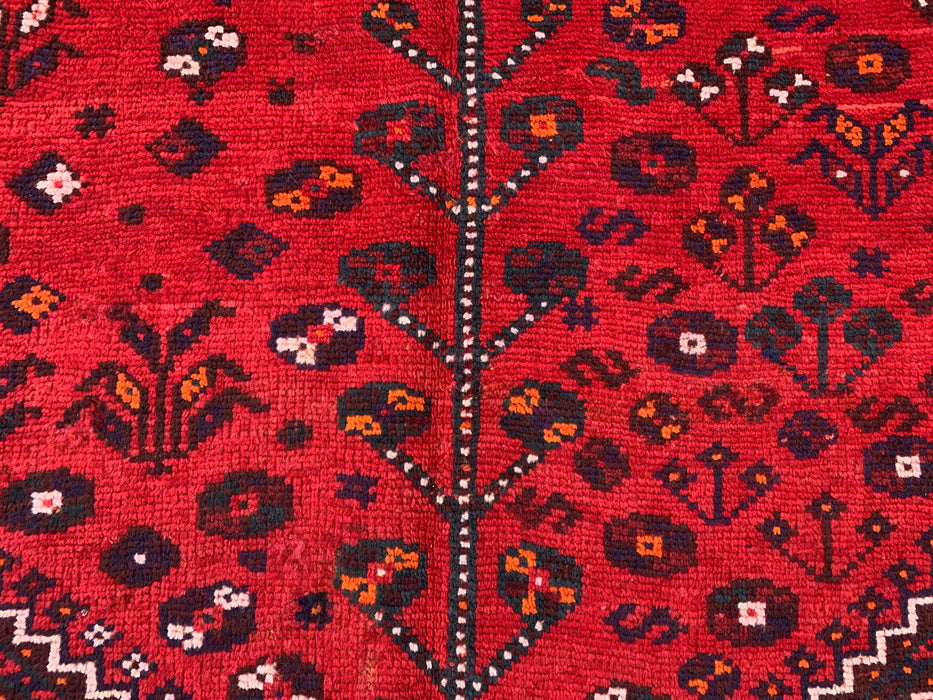Handgeknoopt Perzisch wollen vloerkleed 241 x 145 cm rood/marineblauw tribaal karpet - KBHM-1170