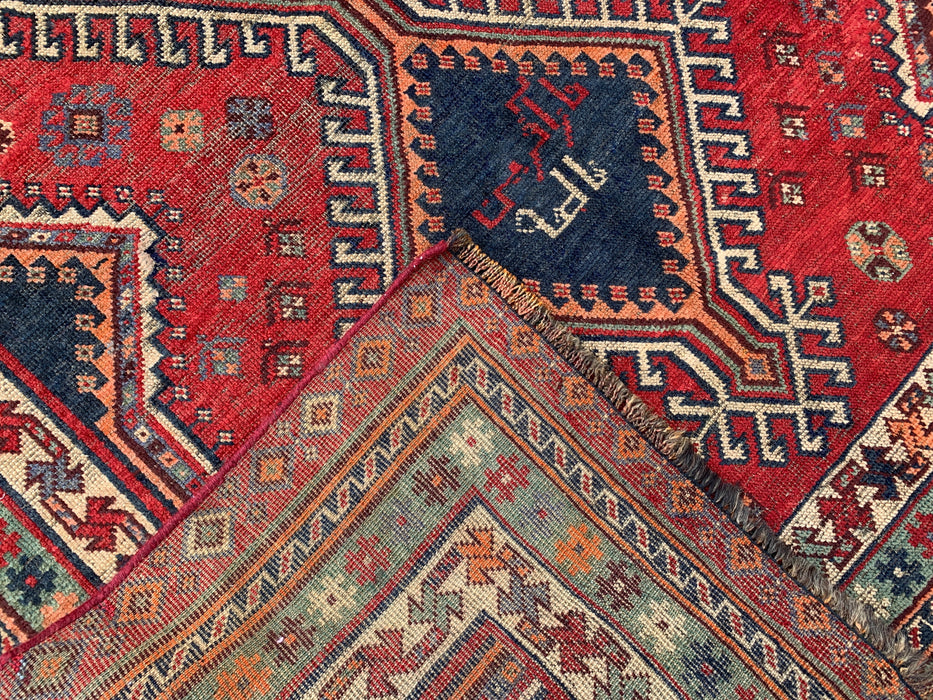Handgeknoopt Perzisch wollen tapijt 241 x 150 cm rood stammen-medaillon vloerkleed - KBHM-1171