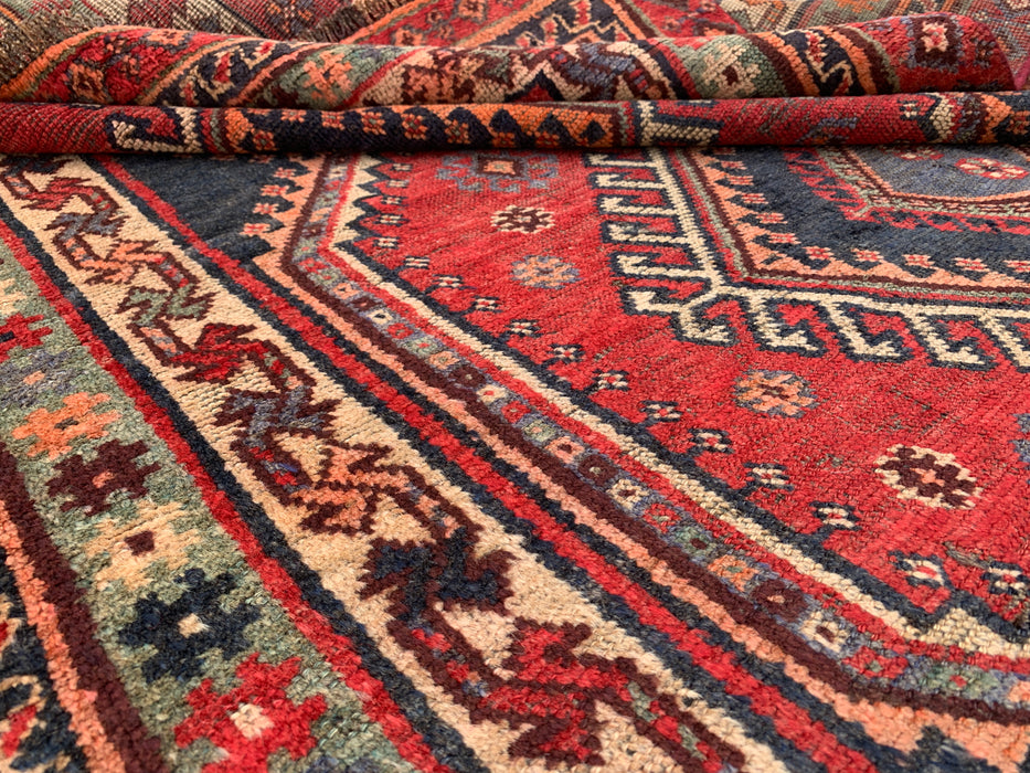 Handgeknoopt Perzisch wollen tapijt 241 x 150 cm rood stammen-medaillon vloerkleed - KBHM-1171