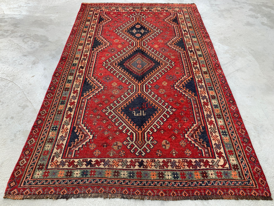 Handgeknoopt Perzisch wollen tapijt 241 x 150 cm rood stammen-medaillon vloerkleed - KBHM-1171
