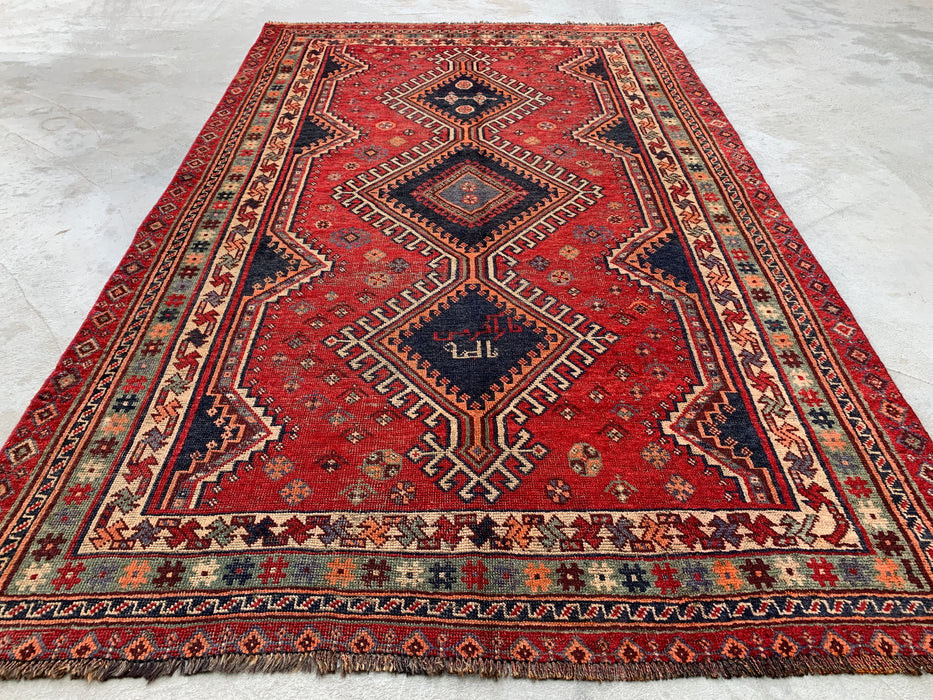 Handgeknoopt Perzisch wollen tapijt 241 x 150 cm rood stammen-medaillon vloerkleed - KBHM-1171