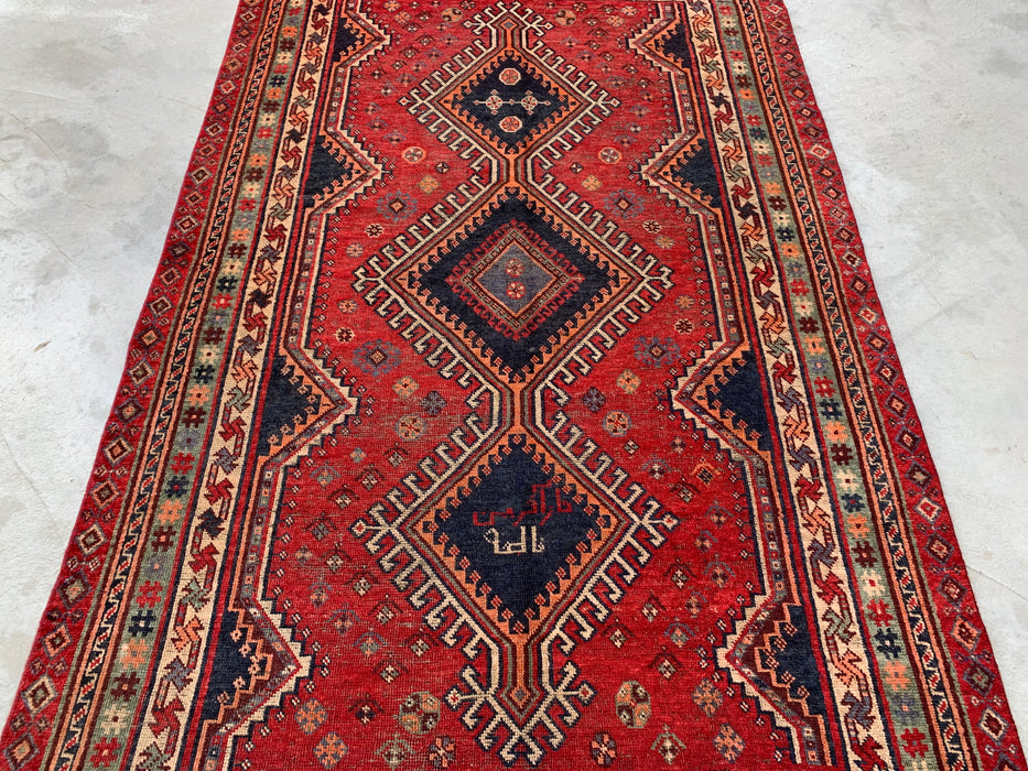 Handgeknoopt Perzisch wollen tapijt 241 x 150 cm rood stammen-medaillon vloerkleed - KBHM-1171
