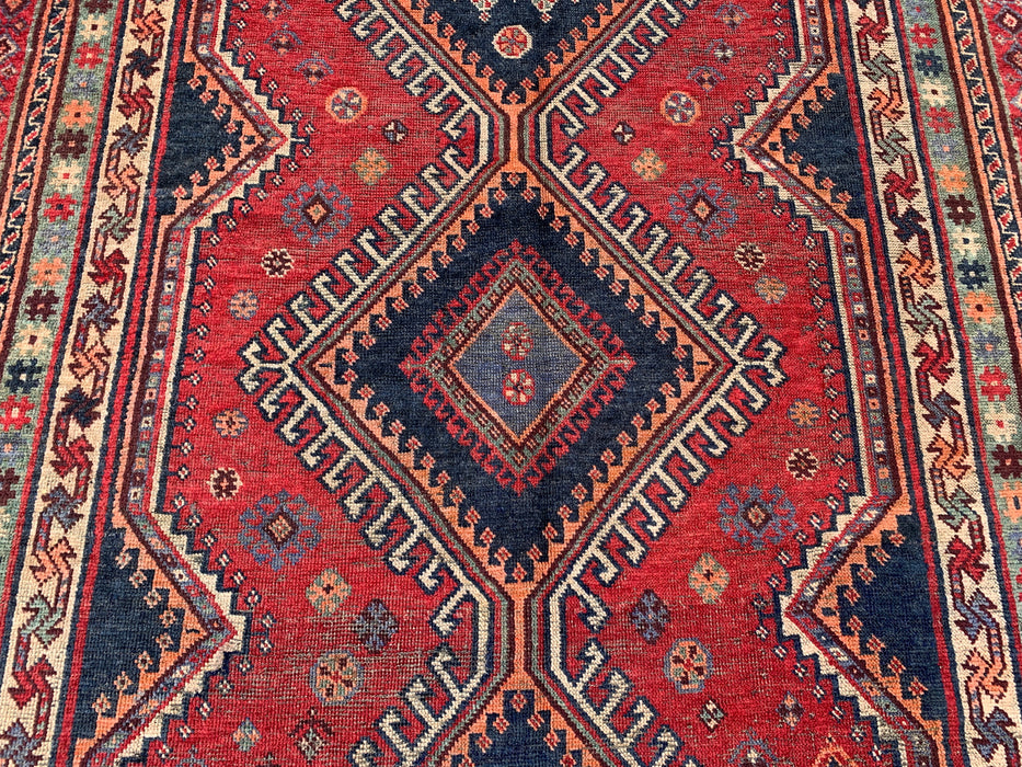 Handgeknoopt Perzisch wollen tapijt 241 x 150 cm rood stammen-medaillon vloerkleed - KBHM-1171