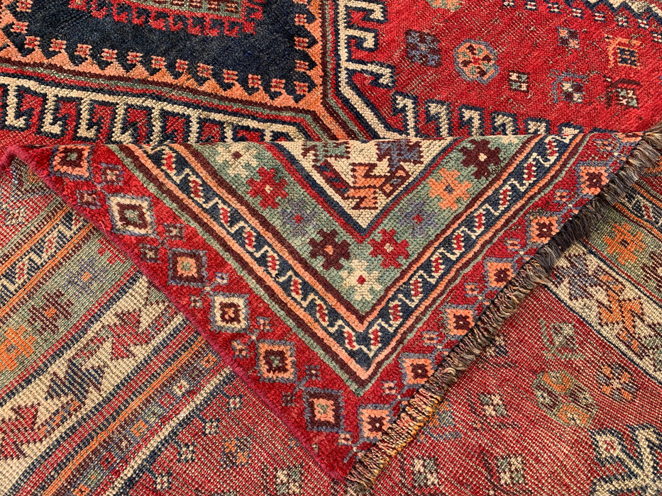 Handgeknoopt Perzisch wollen tapijt 241 x 150 cm rood stammen-medaillon vloerkleed - KBHM-1171