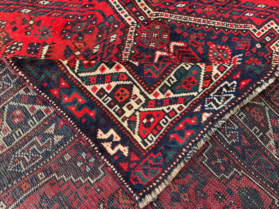 Handgeknoopt Perzisch wollen tapijt 8'2 x 5'3 rood tribaal medaillon karpet - KBHM-1172