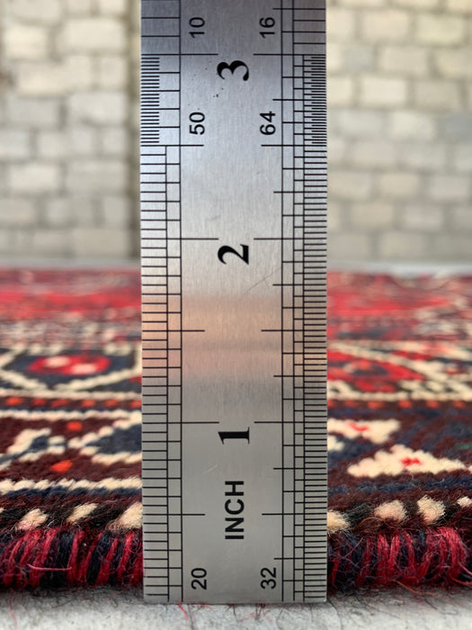 Handgeknoopt Perzisch wollen tapijt 8'2 x 5'3 rood tribaal medaillon karpet - KBHM-1172