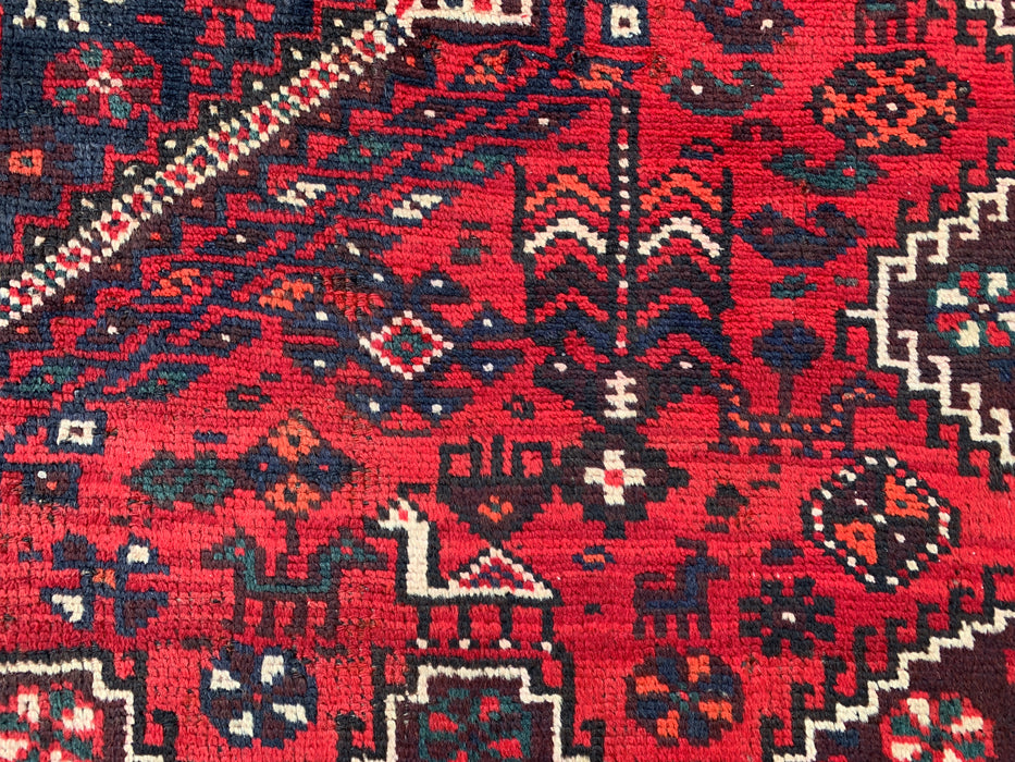 Handgeknoopt Perzisch wollen tapijt 8'2 x 5'3 rood tribaal medaillon karpet - KBHM-1172
