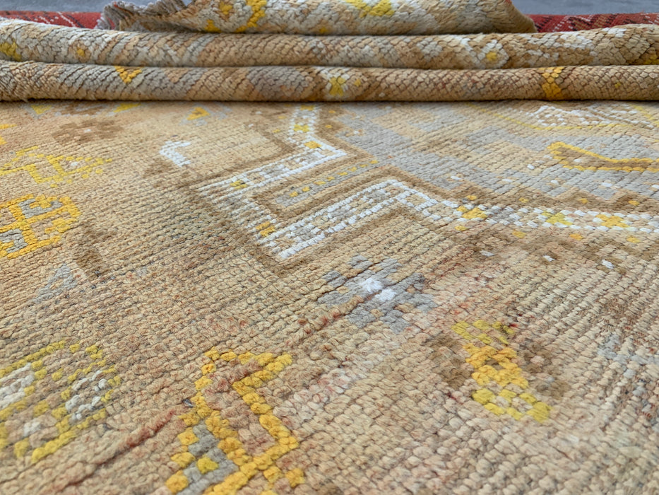 Handgeknoopt Perzisch wollen vloerkleed 239 x 155 cm, beige, ivoor & zachtgeel tribaal medaillon karpet - KBHM-1173