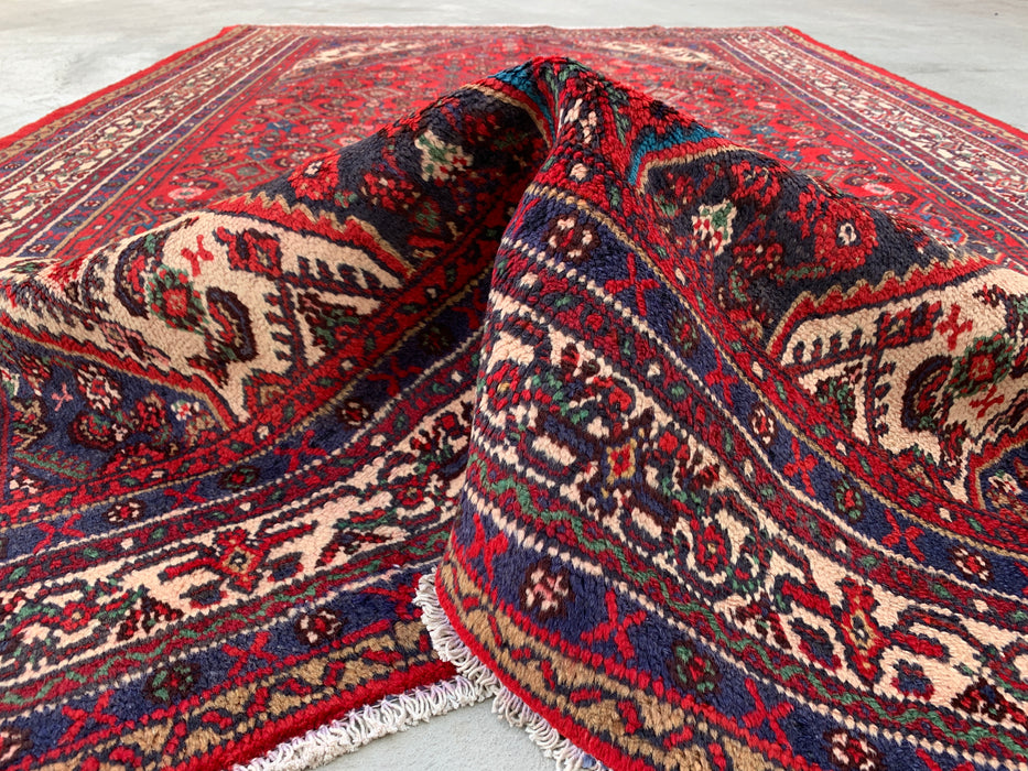 Handgemaakt Perzisch wollen vloerkleed 213x305 cm - Rood, ivoor & marineblauw traditioneel medaillon Perzische stijl kleed - Exacte afmeting 312 cm x 203 cm - KBHM-1176