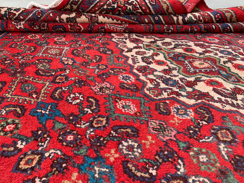 Handgemaakt Perzisch wollen vloerkleed 213x305 cm - Rood, ivoor & marineblauw traditioneel medaillon Perzische stijl kleed - Exacte afmeting 312 cm x 203 cm - KBHM-1176