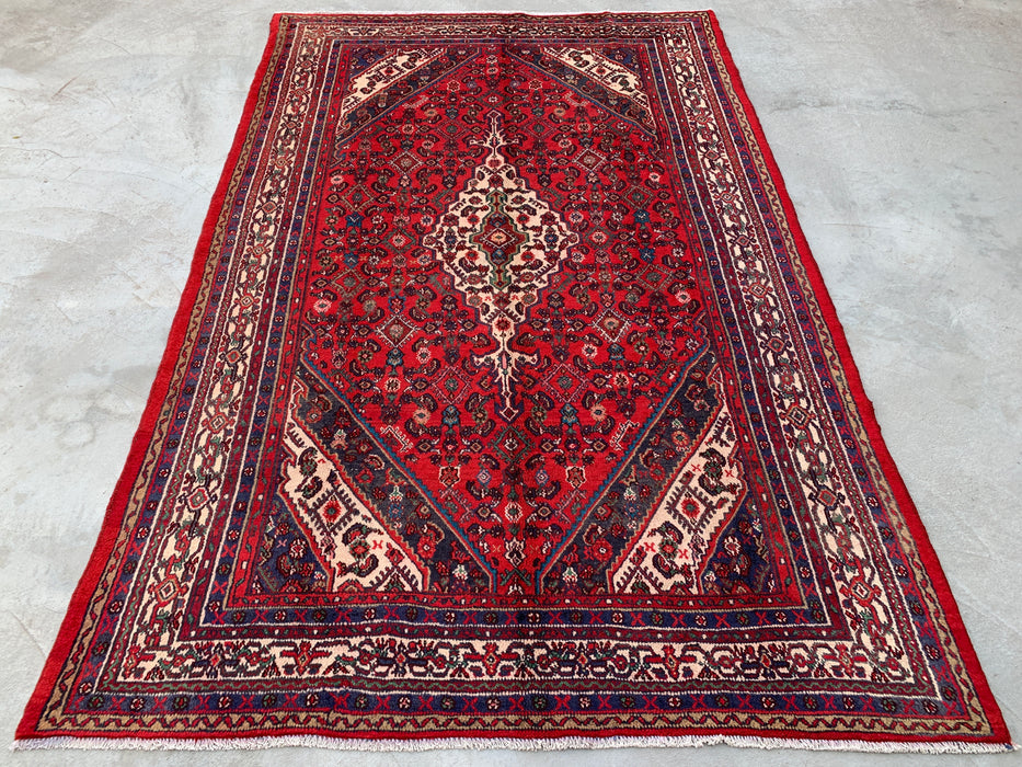 Handgemaakt Perzisch wollen vloerkleed 213x305 cm - Rood, ivoor & marineblauw traditioneel medaillon Perzische stijl kleed - Exacte afmeting 312 cm x 203 cm - KBHM-1176