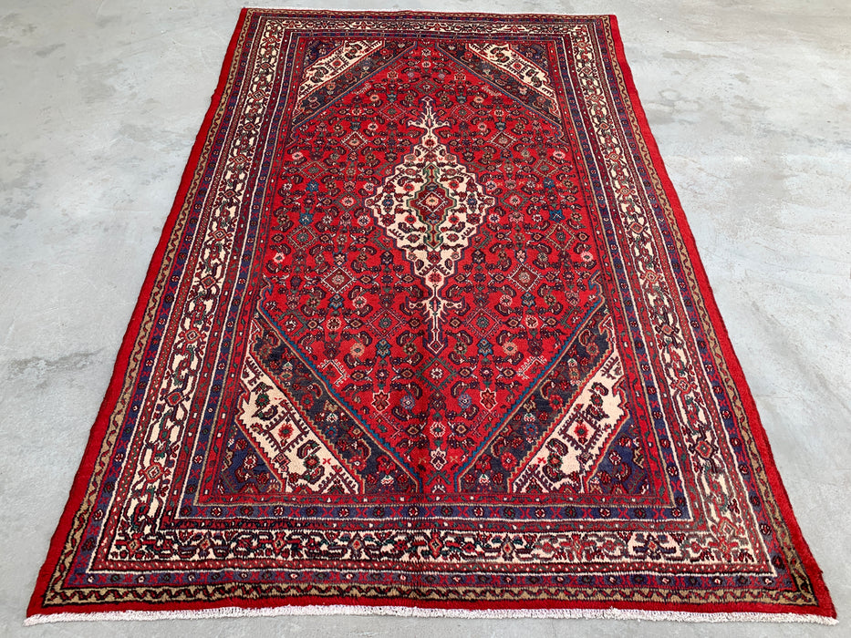Handgemaakt Perzisch wollen vloerkleed 213x305 cm - Rood, ivoor & marineblauw traditioneel medaillon Perzische stijl kleed - Exacte afmeting 312 cm x 203 cm - KBHM-1176
