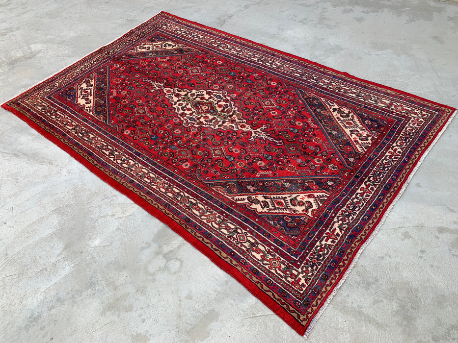 Handgemaakt Perzisch wollen vloerkleed 213x305 cm - Rood, ivoor & marineblauw traditioneel medaillon Perzische stijl kleed - Exacte afmeting 312 cm x 203 cm - KBHM-1176