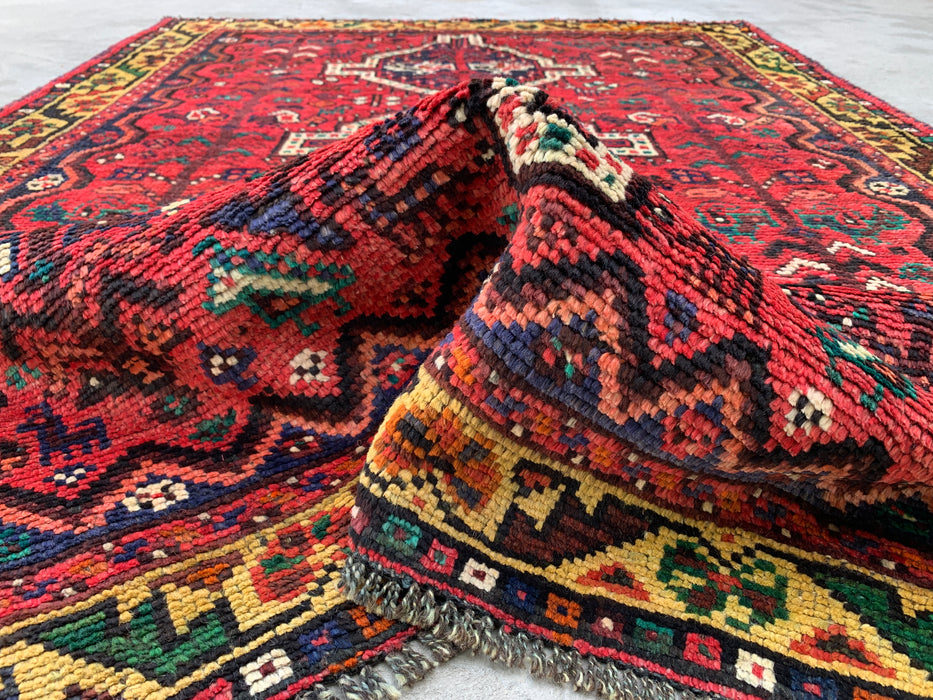 Handgeknoopt Perzisch wollen tapijt 7'0 x 5'0 – Rood tribaal vintage karpet – KBHM-1177