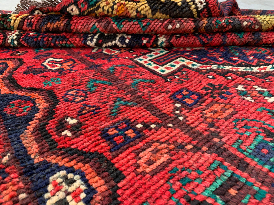 Handgeknoopt Perzisch wollen tapijt 7'0 x 5'0 – Rood tribaal vintage karpet – KBHM-1177