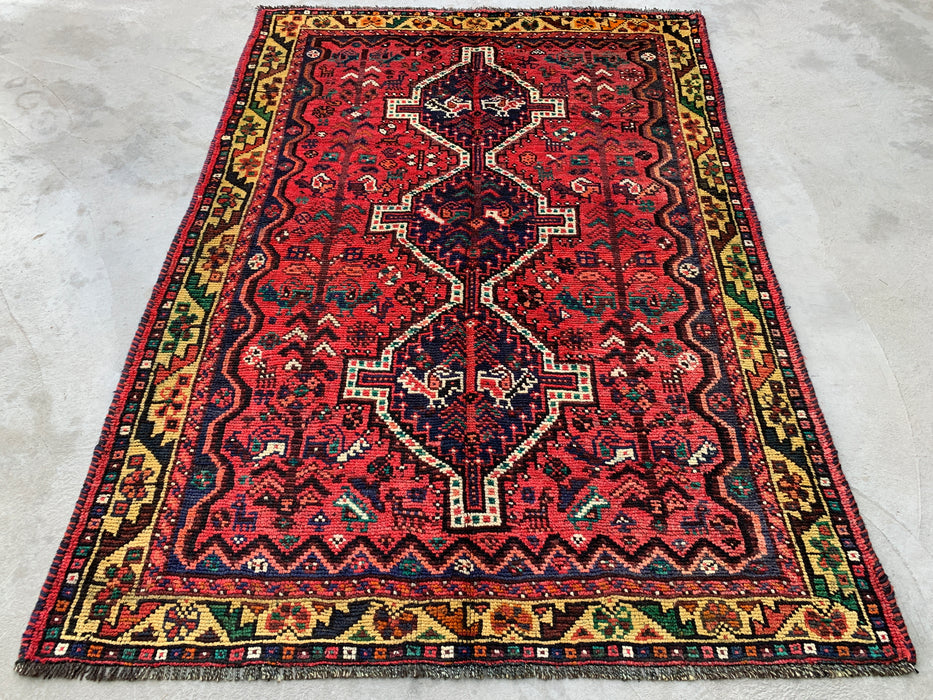 Handgeknoopt Perzisch wollen tapijt 7'0 x 5'0 – Rood tribaal vintage karpet – KBHM-1177