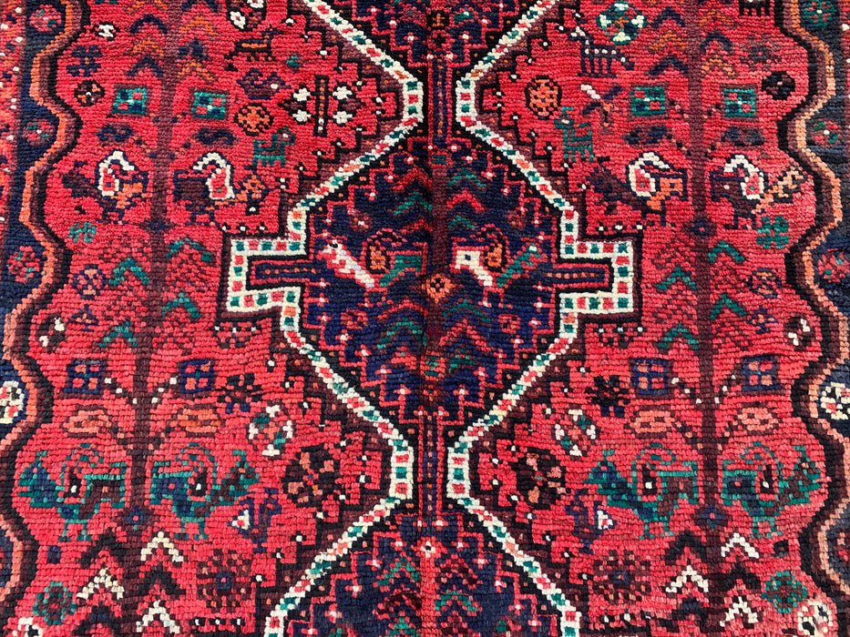Handgeknoopt Perzisch wollen tapijt 7'0 x 5'0 – Rood tribaal vintage karpet – KBHM-1177