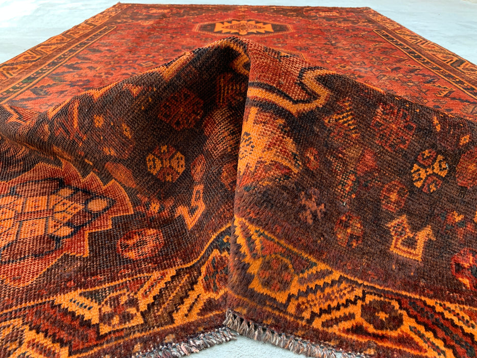 Handgeweven Perzisch wollen karpet 7x10 - Roest, bruin & zwart stammenmedaillon Perzisch stijl tapijt - Exacte afmeting 10'2" x 6'2" - KBHM-1178