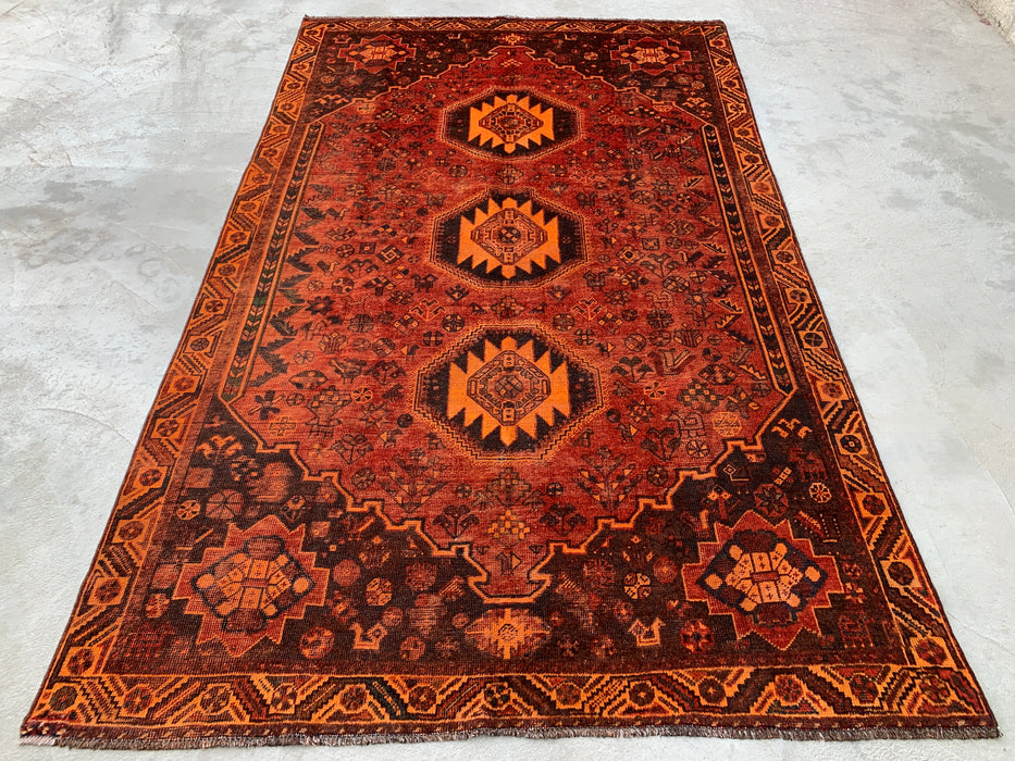 Handgeweven Perzisch wollen karpet 7x10 - Roest, bruin & zwart stammenmedaillon Perzisch stijl tapijt - Exacte afmeting 10'2" x 6'2" - KBHM-1178