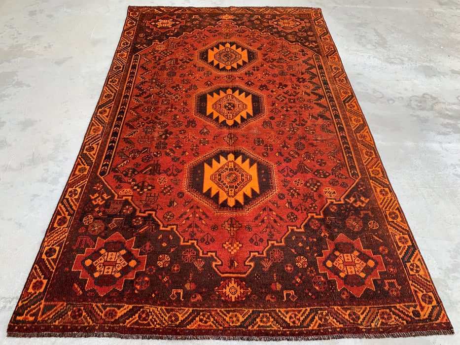 Handgeweven Perzisch wollen karpet 7x10 - Roest, bruin & zwart stammenmedaillon Perzisch stijl tapijt - Exacte afmeting 10'2" x 6'2" - KBHM-1178