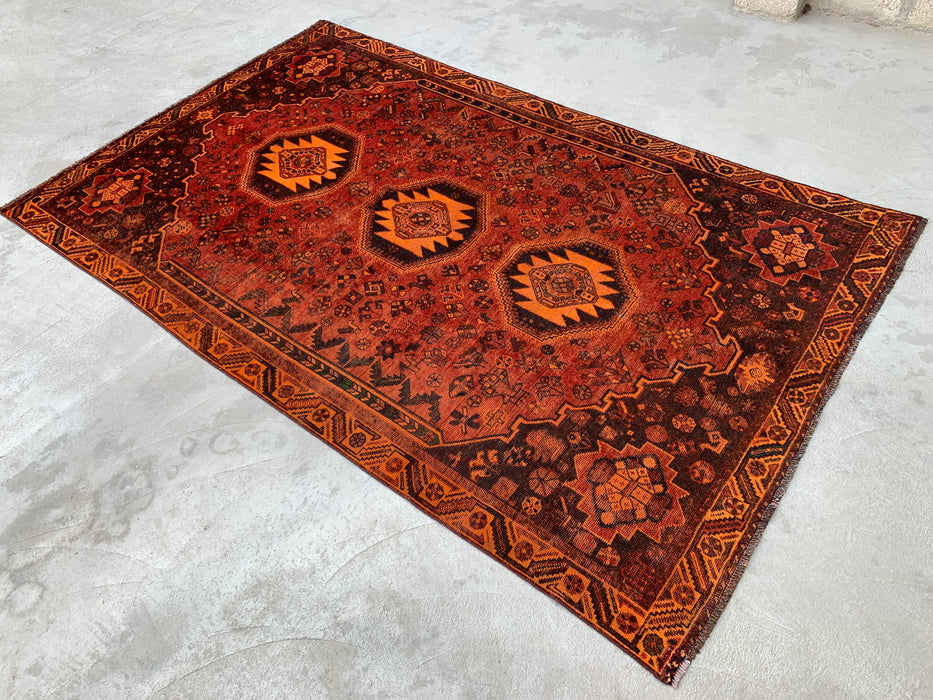 Handgeweven Perzisch wollen karpet 7x10 - Roest, bruin & zwart stammenmedaillon Perzisch stijl tapijt - Exacte afmeting 10'2" x 6'2" - KBHM-1178