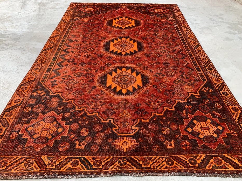 Handgeweven Perzisch wollen karpet 7x10 - Roest, bruin & zwart stammenmedaillon Perzisch stijl tapijt - Exacte afmeting 10'2" x 6'2" - KBHM-1178