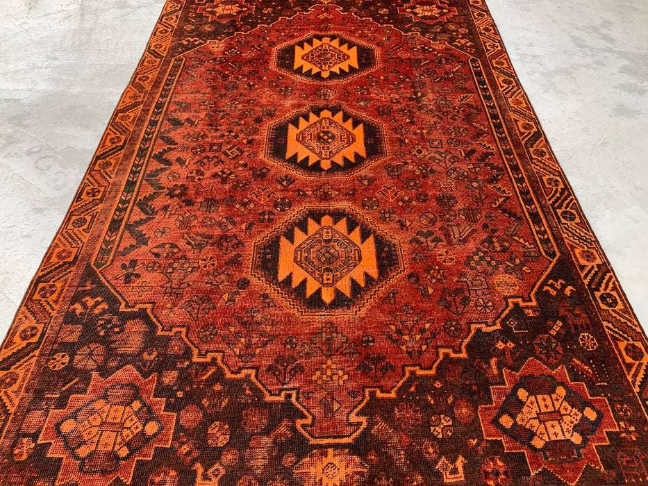 Handgeweven Perzisch wollen karpet 7x10 - Roest, bruin & zwart stammenmedaillon Perzisch stijl tapijt - Exacte afmeting 10'2" x 6'2" - KBHM-1178