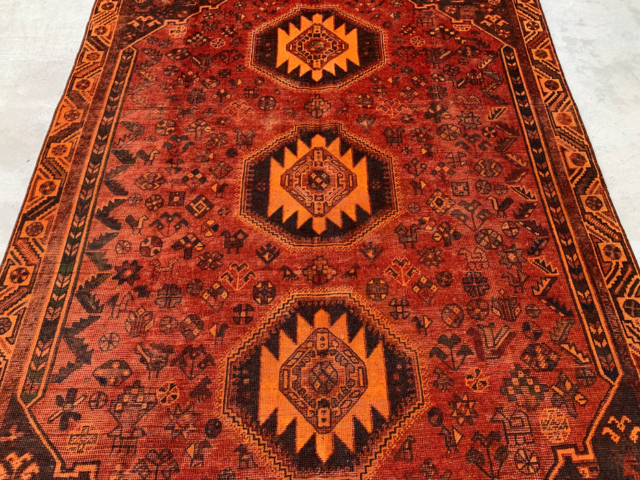 Handgeweven Perzisch wollen karpet 7x10 - Roest, bruin & zwart stammenmedaillon Perzisch stijl tapijt - Exacte afmeting 10'2" x 6'2" - KBHM-1178