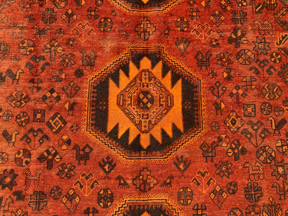 Handgeweven Perzisch wollen karpet 7x10 - Roest, bruin & zwart stammenmedaillon Perzisch stijl tapijt - Exacte afmeting 10'2" x 6'2" - KBHM-1178