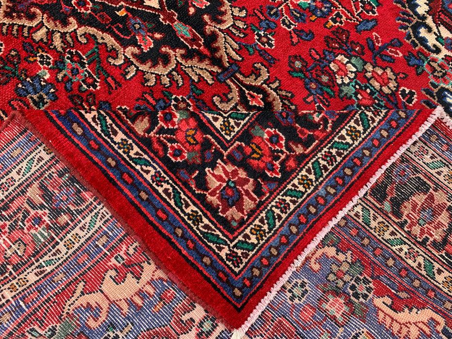 Handgemaakt Perzisch wollen vloerkleed 7x10 - Rood, blauw & ivoor traditioneel Perzisch bloemendessin - Exacte afmeting 10'2" x 7'0" - KBHM-1179