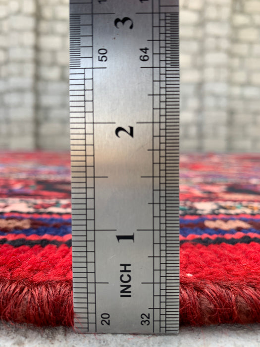 Handgemaakt Perzisch wollen vloerkleed 7x10 - Rood, blauw & ivoor traditioneel Perzisch bloemendessin - Exacte afmeting 10'2" x 7'0" - KBHM-1179