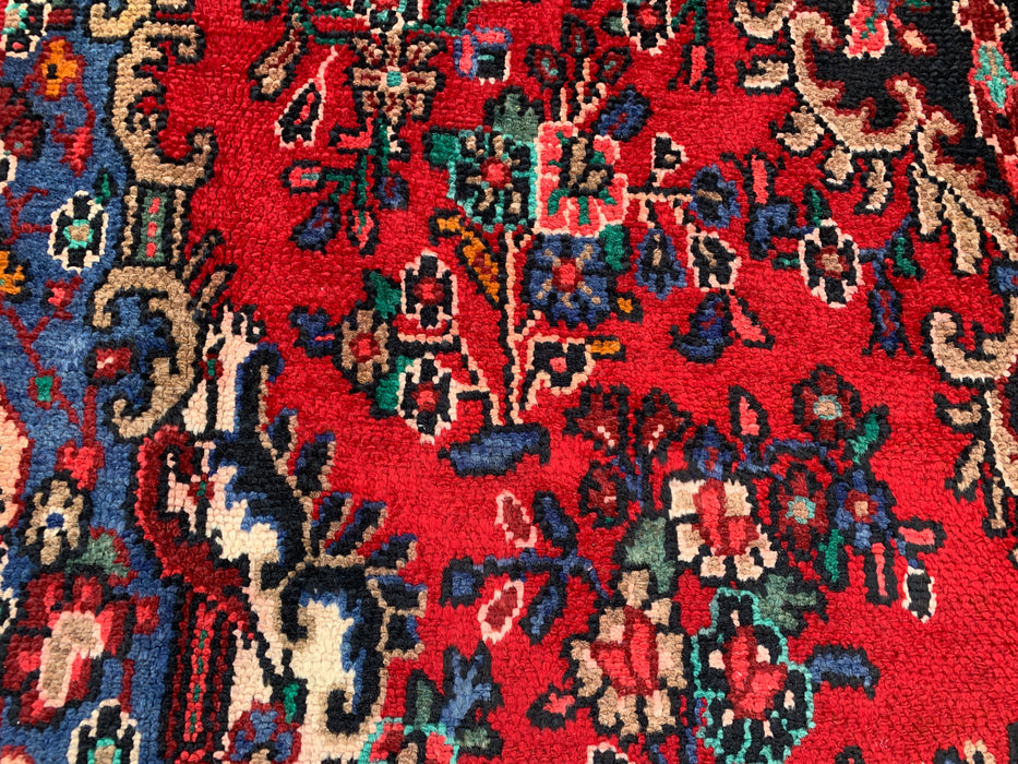 Handgemaakt Perzisch wollen vloerkleed 7x10 - Rood, blauw & ivoor traditioneel Perzisch bloemendessin - Exacte afmeting 10'2" x 7'0" - KBHM-1179