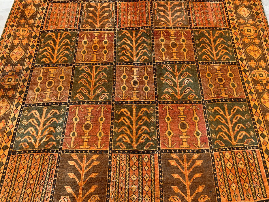 Handmade Persian Wool Area Rug 7x10 - Rusty Orange, Brown and Dark Beige Bakhtiari Persian Style Rug - Exact Size 10'2" x 6'7" - KBHM-1184