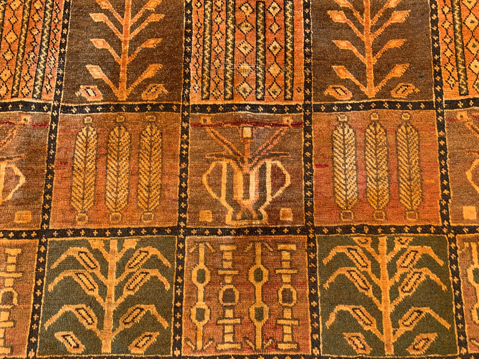 Handmade Persian Wool Area Rug 7x10 - Rusty Orange, Brown and Dark Beige Bakhtiari Persian Style Rug - Exact Size 10'2" x 6'7" - KBHM-1184